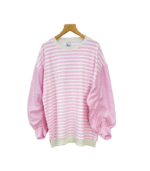 BLOUSE 710 PINK TC SALUR RIB DAN OXFORD KAYYASATIN COLLECTION