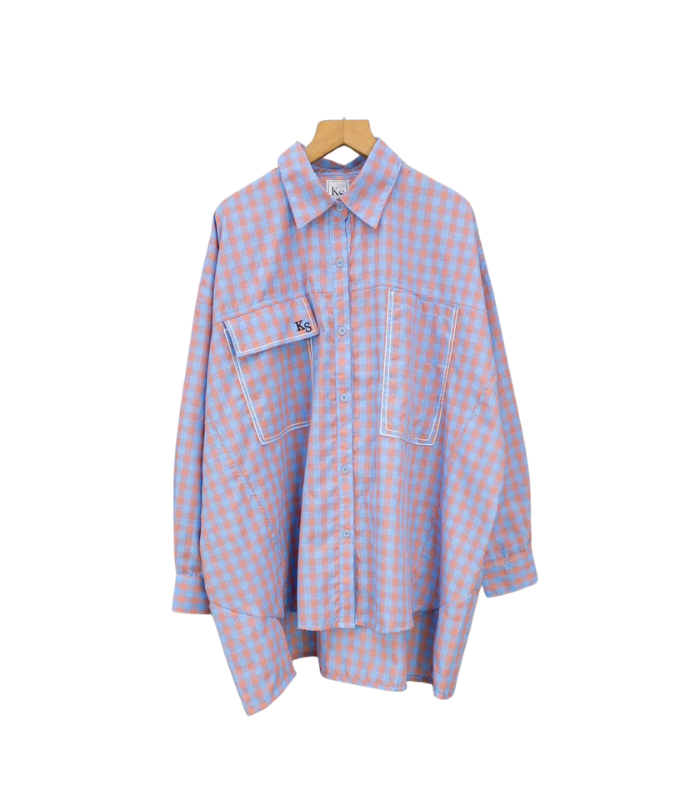 1 KEMEJA 363 BIRU SALUR KOTAK KAYYASATIN COLLECTION BARU - Gambar 1